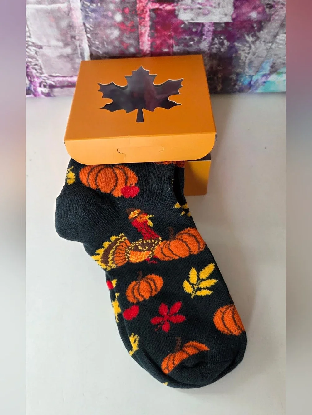 Fall Pumpkin Crew Socks NIB